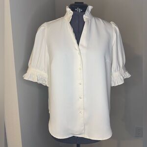 Ann Taylor Button Up Blouse Size XSP Ivory
